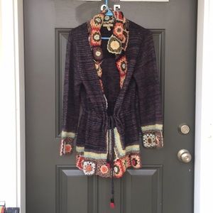 Macrame-inspired drawstring cardigan